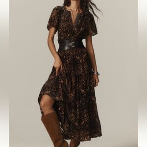 Anthropologie Black and Brown Maxi Dress